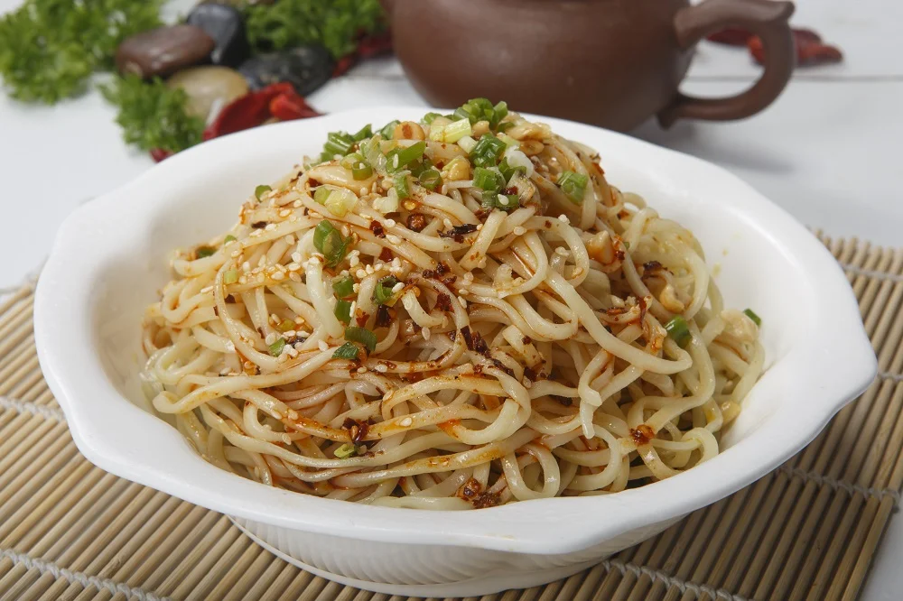 Dandan noodles are a common staple food on the streets of Chengdu