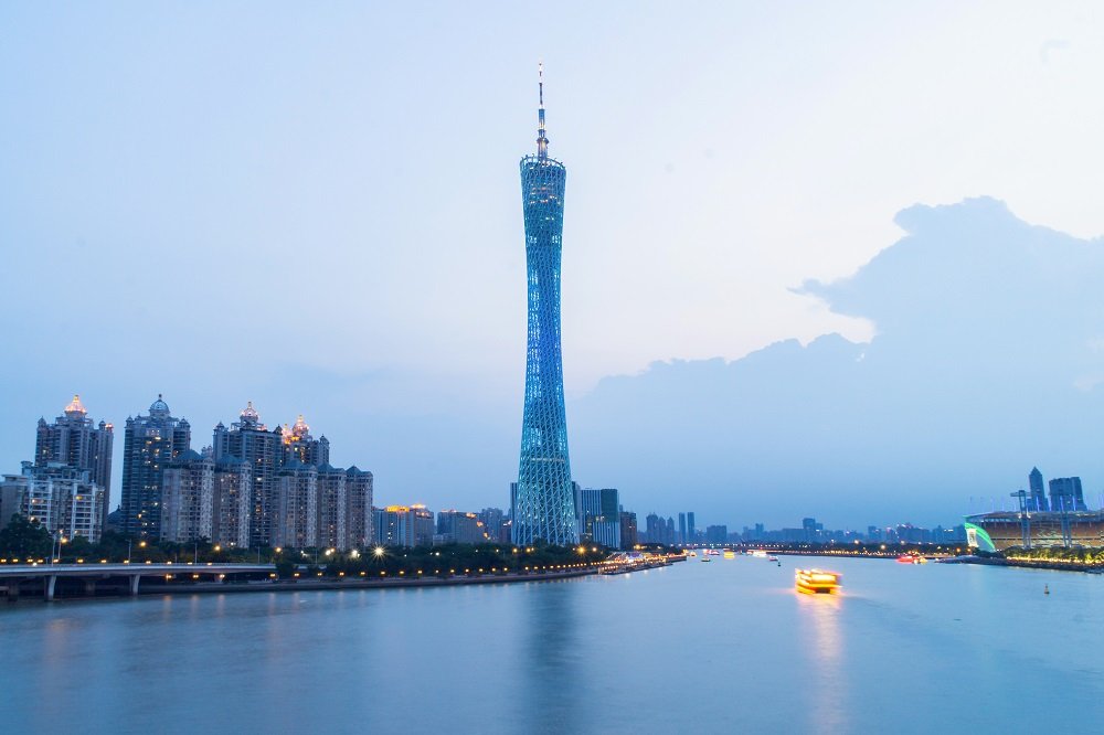 The Canton Tower after the sunset is beautiful under the mapping of the dots of lights