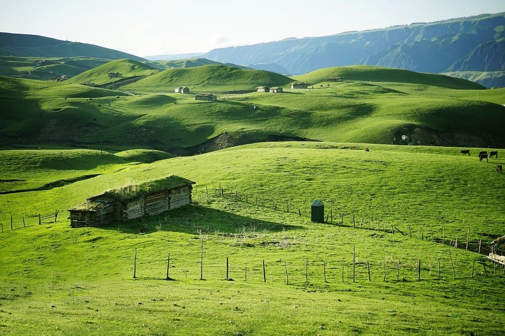 A view of Qiongkushtai Grassland in Xinjiang province in May