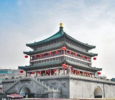 Drum Tower, a prominent landmark building in Xi'an, captured during the daytime - 300